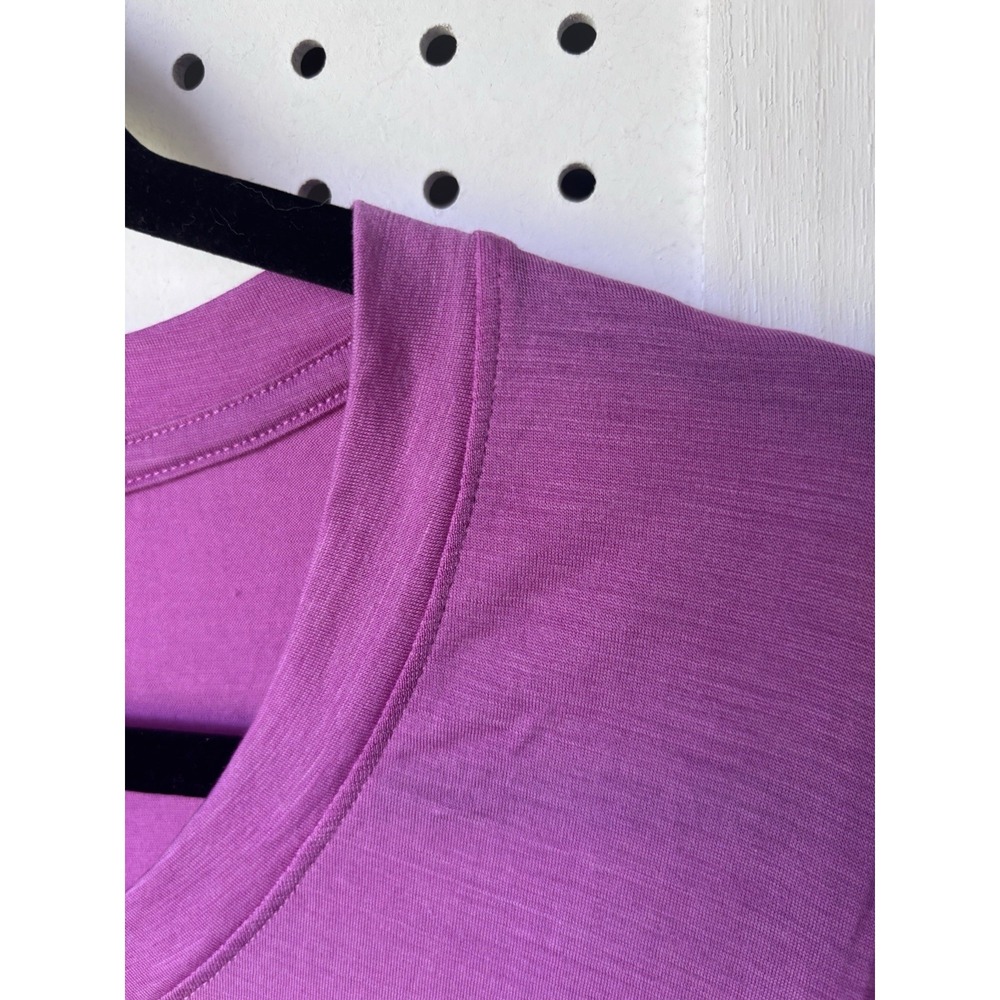 WoolX Lily Top Women's M Pink Merino Wool Blend V-Neck Long Tee Shirt Layer - Picture 2 of 5